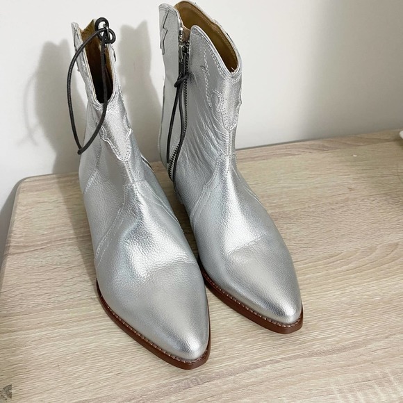 NEW Free People New Frontier Western Boot Silver Women's Size 7 - Picture 9 of 10
